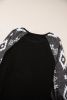 Black Ethnic Geometric Print Long Sleeve Top