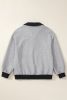Light Grey Texture Patchwork Button Collared Sweatshirt