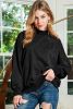 Black Plain Drop Shoulder Crew Neck Pullover Sweatshirt