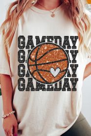 White GAME DAY Rugby Football Heat Transfer Printing Graphic Round Neck T Shirt (size: (US 20-22)2XL)