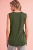 Jungle Green Solid Color Distressed Ripped Tank Top