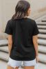 Black Star Marble Glitter Graphic Crew Neck T Shirt