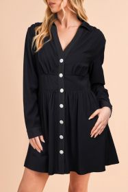 Black Buttoned High Waist Long Sleeve Mini Dress (size: (US 12-14)L)