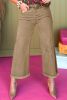 Light French Beige Acid Washed High Rise Cropped Jeans