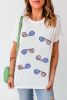 White Flag Day Stripe Star Sunglasses Graphic Round Neck Tee