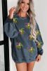Blue Plus Mardi Gras Party Mask Sequin Patch Graphic Sweatshirt