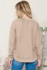 Apricot Crew Neck Ribbed Trim Waffle Knit Long Sleeve Top