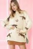 Parchment Cheetah Print High Neck Split Hem Sweater