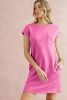 Sachet Pink Plain Textured Pocketed Mini Dress