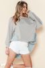 Grey Crinkled Patchwork Raw Hem Oversized Top