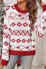 Racing Red Christmas Long Sleeve Pullover Crew Neck Sweater
