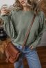 Medium Grey Eyelet Embroidered Sleeve Patchwork Ribbed Sweatshirt