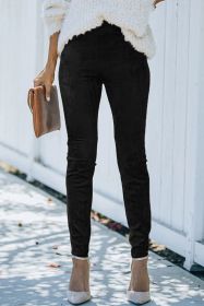 Black Mid Rise Faux Suede Skinny Leggings (size: (US 12-14)L)