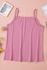 Pink Lace Trim V Neck Spaghetti Strap Cami Top