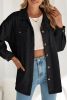 Black Corduroy Flap Pocket Button Up Shacket