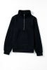 Black Solid Color Half Zipper Quilted Pullover Sweatshirt