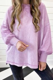 Orchid Petal Mineral Wash Drop Shoulder Oversized Sweatshirt (size: 1-2-2-2)