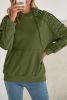 Vineyard Green Stud Detail Kangaroo Pocket Drawstring Hoodie
