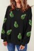 Black Clover Cupcake Sequin Patch Drop Shoulder Graphic Sweatshirt