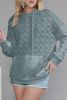 Light Grey Drop Shoulder Kangaroo Pocket Quilted Hoodie