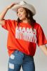 Orange Beaded MAMA Fringe Lettering Oversized T Shirt