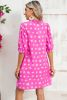 Bright Pink Spotted Print Puff Sleeve Smocked Mini Dress