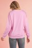 Pink Sequined Bow Graphic Round Neck Drop Sleeve Sweatshirt