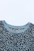 Grey Cheetah Print Casual Crew Neck T Shirt