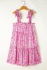 Rose Floral Knotted Straps Tiered Babydoll Short Dress