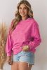 Rosy Distressed Casual Loose Pullover Sweatshirt