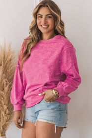 Rosy Distressed Casual Loose Pullover Sweatshirt (size: (US 12-14)L)