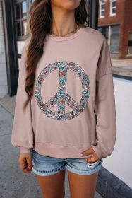 Goat Floral Peace Symbol Drop Shoulder Sweatshirt (size: 1-2-2-2)