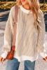 Chestnut Striped Contrast Trim Loose Sweater