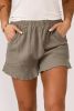 Khaki Casual Pocketed Ruffle High Waist Shorts