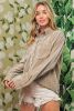 Golden Velvet Loose Fit Chest Pockets Buttoned Shirt