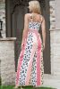 Red Leopard Color Block Mix Print Straps Jumpsuit