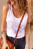 White USA Embroidered Graphic Loose Racerback Tank Top