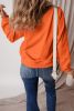 Russet Orange Solid Color Drop Shoulder Terry Sweatshirt