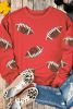 Red Sequined Rugby Graphic Drop Shoulder Sweatshirt