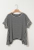 Black Striped Batwing Sleeve Oversized Top