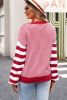 Red Stripe Twisted Knitted Drop Shoulder Sweater