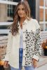 Apricot Corduroy Leopard Print Pocketed Shacket