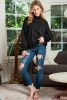 Black Plain Drop Shoulder Crew Neck Pullover Sweatshirt