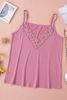 Pink Lace Trim V Neck Spaghetti Strap Cami Top