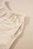 Parchment Corded Long Sleeve Top and High Waist Shorts Set