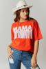 Orange Beaded MAMA Fringe Lettering Oversized T Shirt