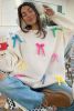 Beige Colorful Bowknot Crewneck Knit Sweater
