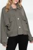 Blue Ribbed Striped Splicing Drop Sleeve Loose Shirt