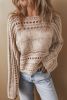 Smoke Gray Hollow Out Cable Knit Cropped Sweater