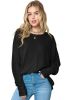 Black Basic Solid Color Casual Seam Long Sleeve Top